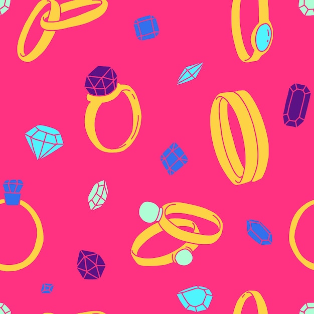 Ilustración vectorial de patrón sin costuras de piedra preciosa para decoración de papel tapiz impreso