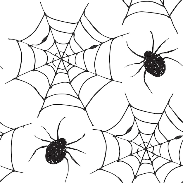 Ilustración vectorial de patrón sin costuras de la red de araña Contexto de la red dibujado a mano