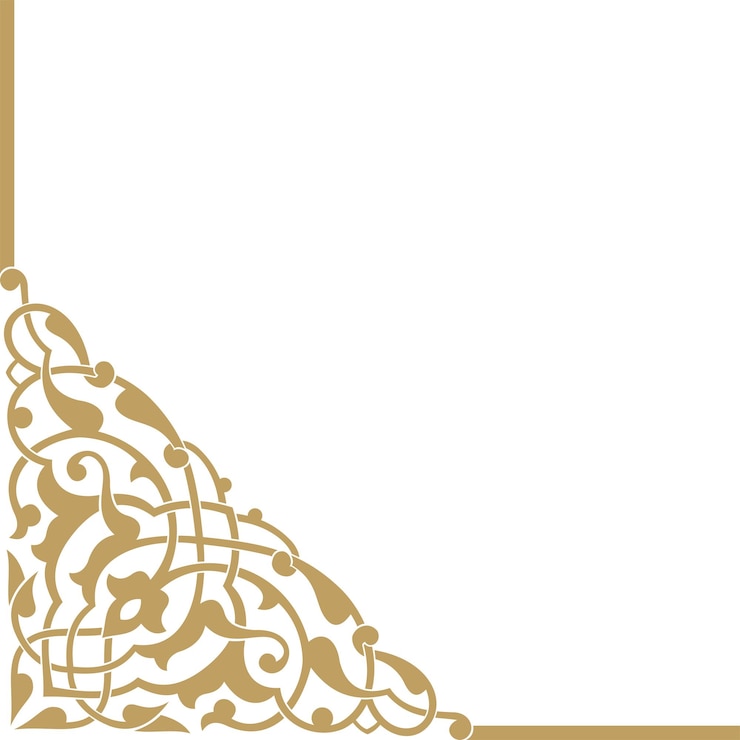 Ilustración vectorial para el patrón de diseño ornamental en el borde de la esquina del marco de color dorado