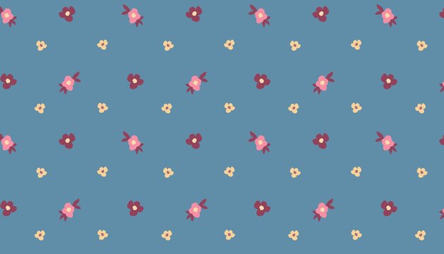 Ilustración vectorial Patrón con flores sobre un fondo azul