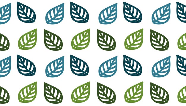 Ilustración vectorial Patrón con hojas gráficas verdes y azules