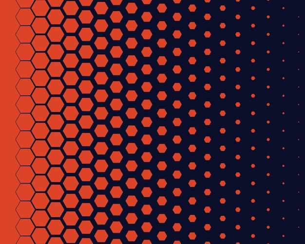 Ilustración vectorial de patrón de panal de miel de medio tono patrón sin costuras geométrico en fondo aislado concepto de signo de disminución hexagonal