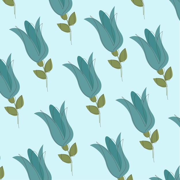 Ilustración vectorial de patrón plano con flores y hojas simples Adecuado para decoración