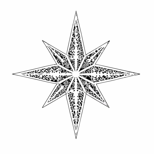 Ilustración vectorial del patrón de la rosa de viento negra 1