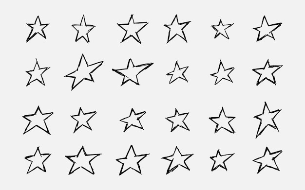Ilustración vectorial del patrón de símbolo de estrellas de garabato dibujado a mano usando bolígrafo para dibujar