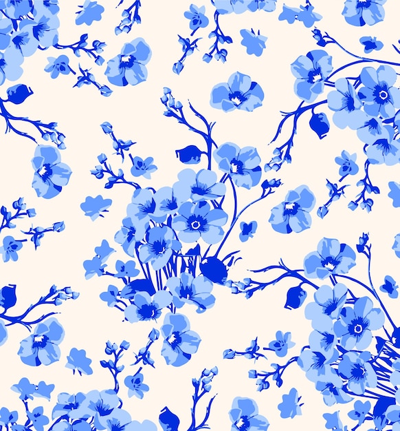 Ilustración vectorial de patrones sin costuras de flores Flores abstractas Vector floral con hojas