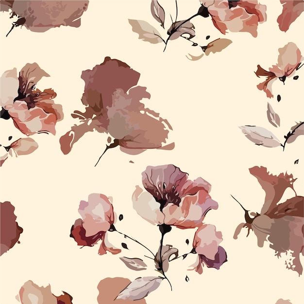 Ilustración vectorial de patrones sin costuras de flores Flores abstractas Vector floral con hojas