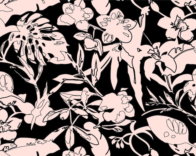 Ilustración vectorial de patrones sin costuras de flores Flores abstractas Vector floral con hojas