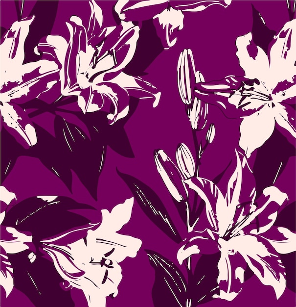 Ilustración vectorial de patrones sin costuras de flores Flores abstractas Vector floral con hojas