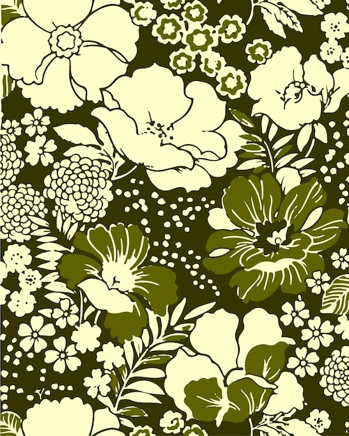 Ilustración vectorial de patrones sin costuras de flores Flores abstractas Vector floral con hojas