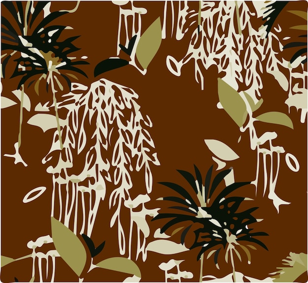 Ilustración vectorial de patrones sin costuras de flores Flores abstractas Vector floral con hojas