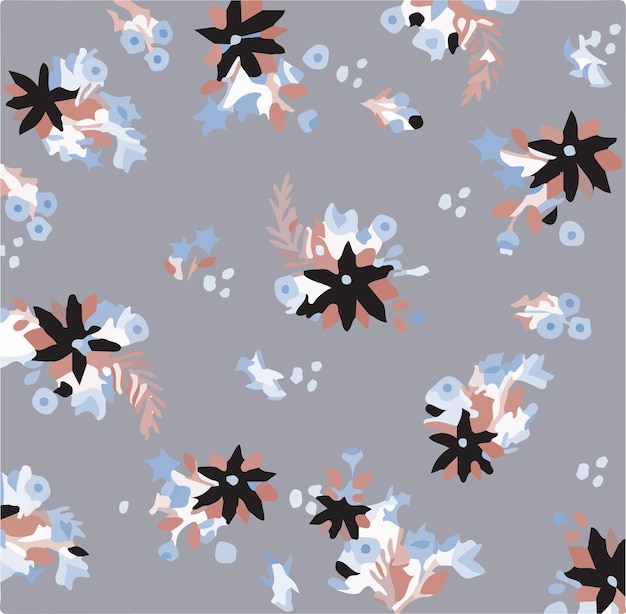 Ilustración vectorial de patrones sin costuras de flores Flores abstractas Vector floral con hojas