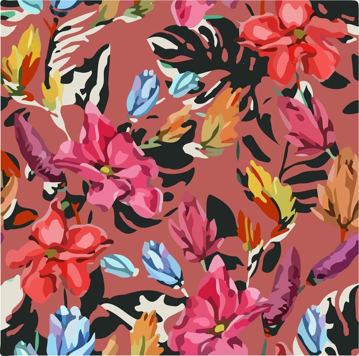 Ilustración vectorial de patrones sin costuras de flores Flores abstractas Vector floral con hojas