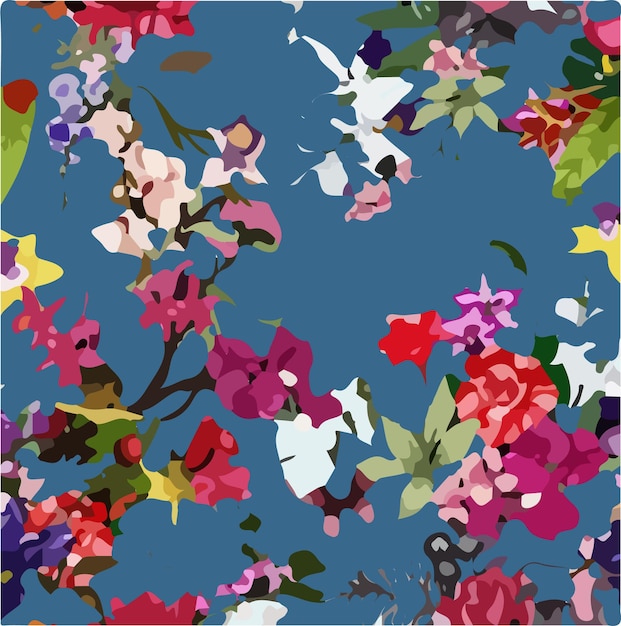 Ilustración vectorial de patrones sin costuras de flores Flores abstractas Vector floral con hojas
