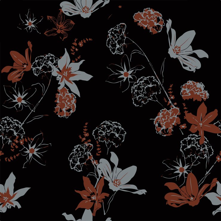 Ilustración vectorial de patrones sin costuras de flores Flores abstractas Vector floral con hojas