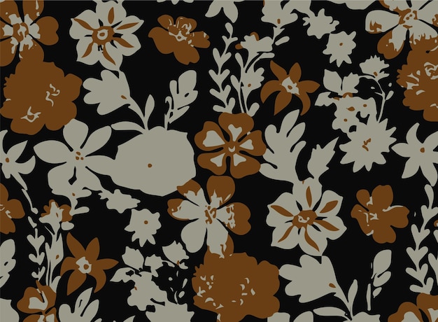 Ilustración vectorial de patrones sin costuras de flores Flores abstractas Vector floral con hojas