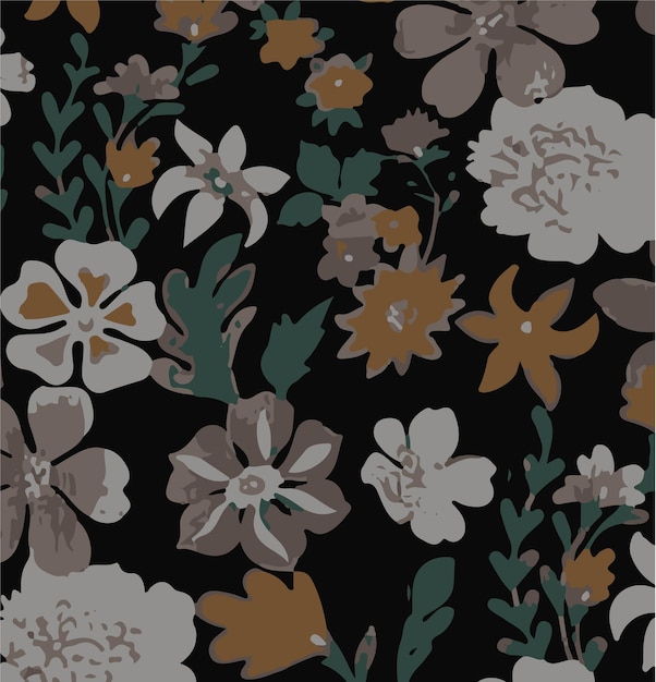 Ilustración vectorial de patrones sin costuras de flores Flores abstractas Vector floral con hojas