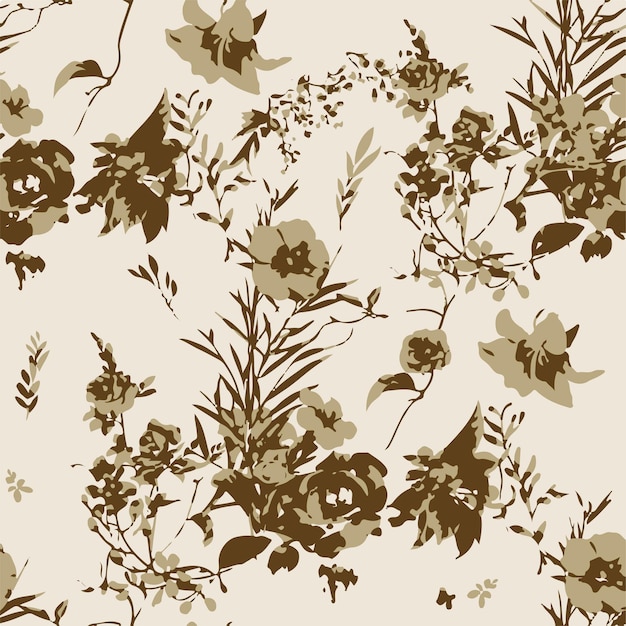 Ilustración vectorial de patrones sin costuras de flores Flores abstractas Vector floral con hojas