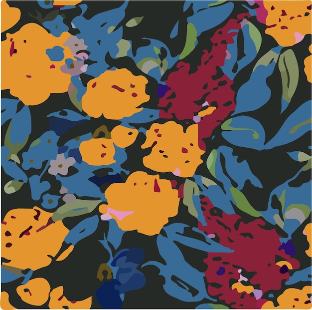 Ilustración vectorial de patrones sin costuras de flores Flores abstractas Vector floral con hojas