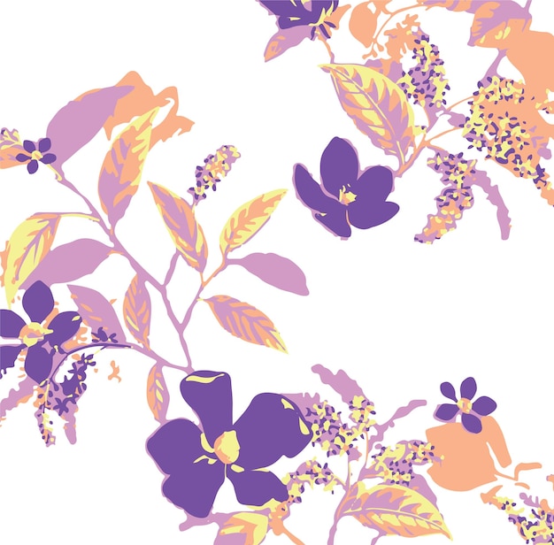 Ilustración vectorial de patrones sin costuras de flores Flores abstractas Vector floral con hojas