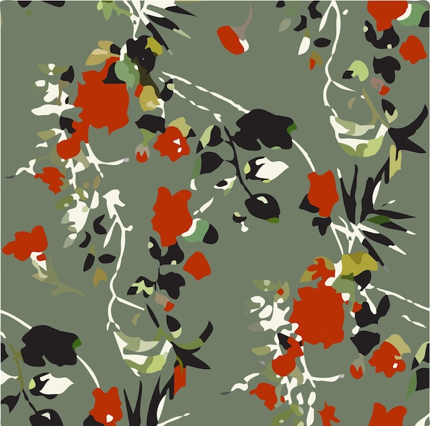 Ilustración vectorial de patrones sin costuras de flores Flores abstractas Vector floral con hojas