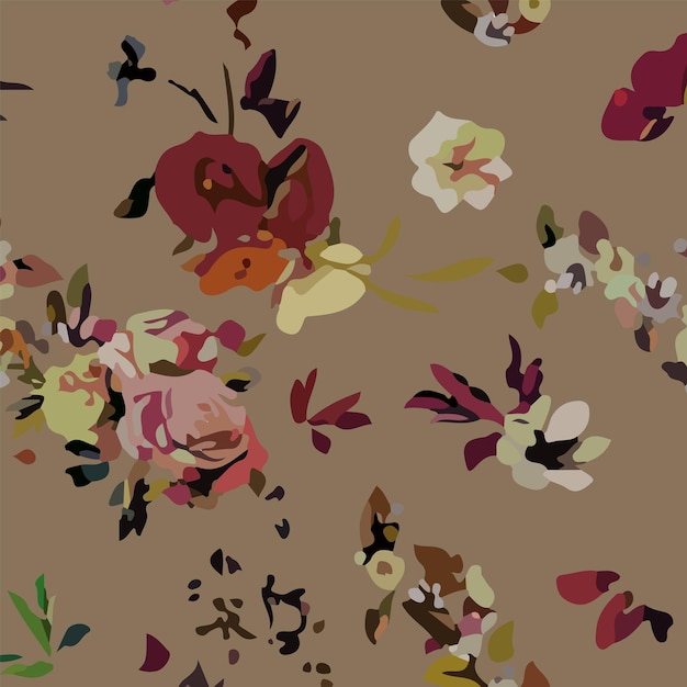 Ilustración vectorial de patrones sin costuras de flores Flores abstractas Vector floral con hojas