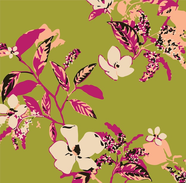 Ilustración vectorial de patrones sin costuras de flores Flores abstractas Vector floral con hojas
