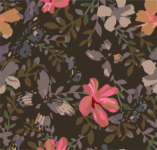 Ilustración vectorial de patrones sin costuras de flores Flores abstractas Vector floral con hojas