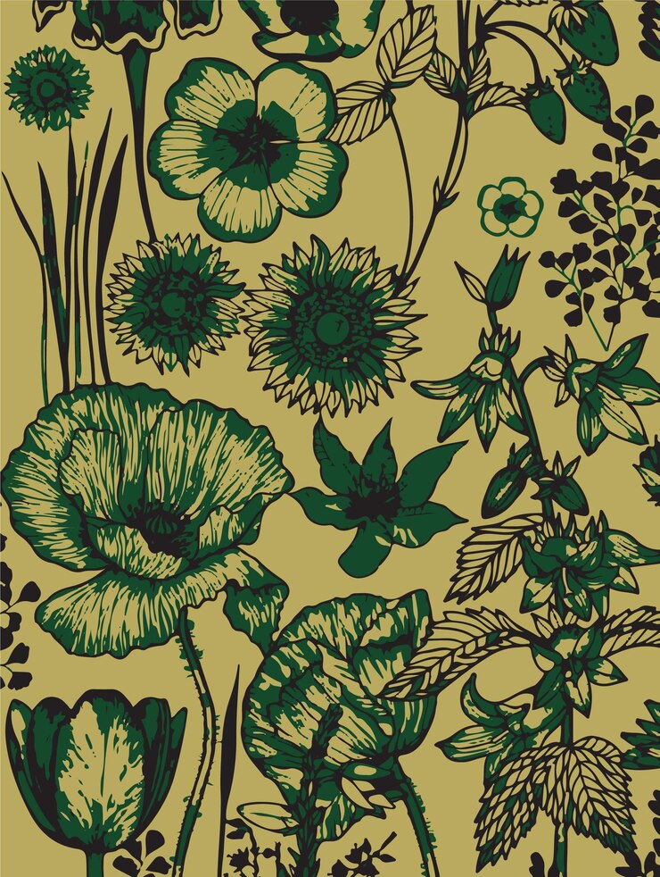 Ilustración vectorial de patrones sin costuras de flores Flores abstractas Vector floral con hojas