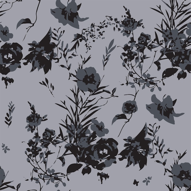 Ilustración vectorial de patrones sin costuras de flores Flores abstractas Vector floral con hojas