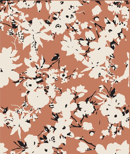 Ilustración vectorial de patrones sin costuras de flores Flores abstractas Vector floral con hojas