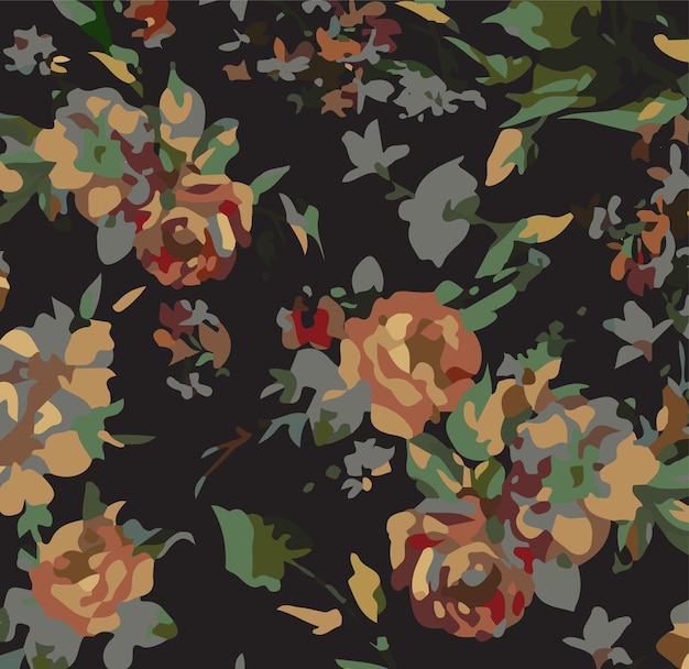 Ilustración vectorial de patrones sin costuras de flores Flores abstractas Vector floral con hojas