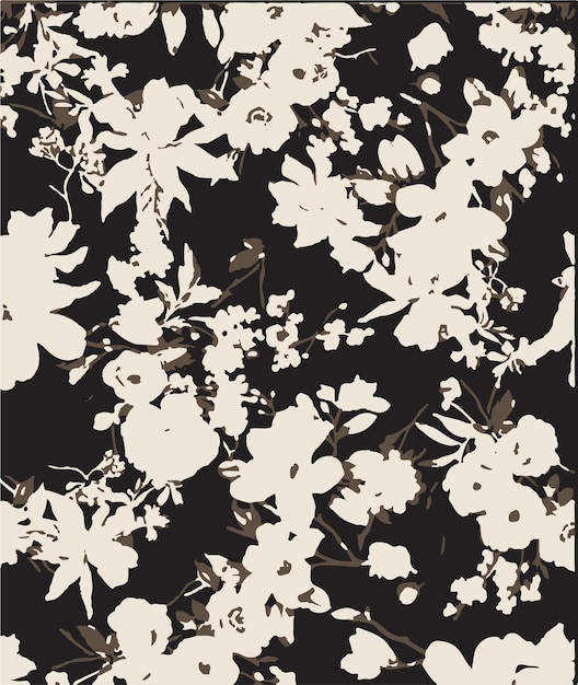 Ilustración vectorial de patrones sin costuras de flores Flores abstractas Vector floral con hojas
