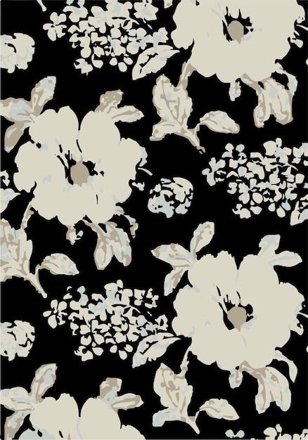 Ilustración vectorial de patrones sin costuras de flores Flores abstractas Vector floral con hojas
