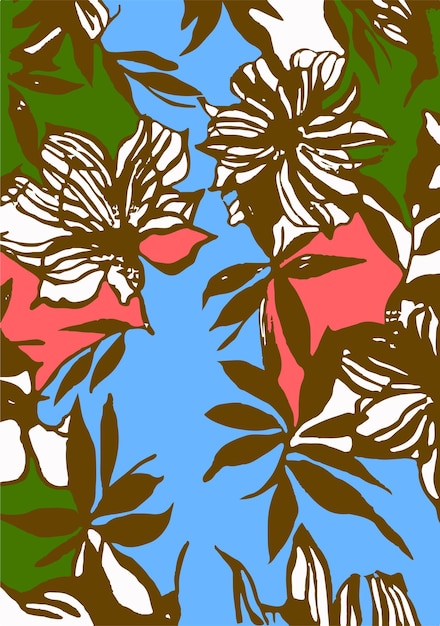 Ilustración vectorial de patrones sin costuras de flores Flores abstractas Vector floral con hojas