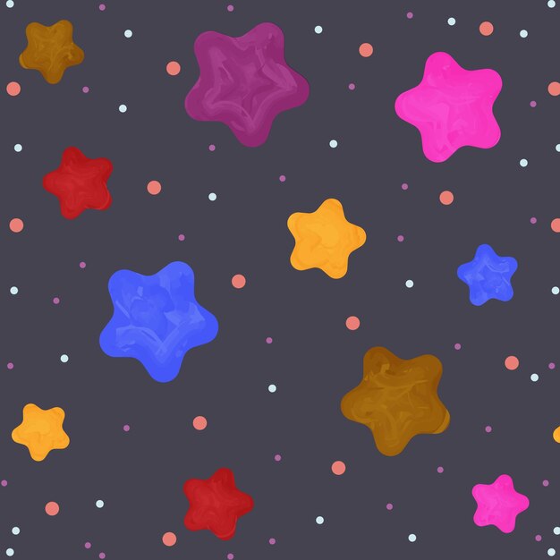 Ilustración vectorial de patrones sin fisuras de estrellas de colores de diferentes tamaños