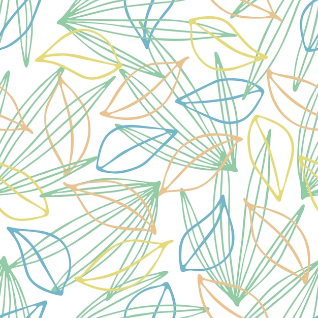 Ilustración vectorial de patrones sin fisuras con hojas cotour