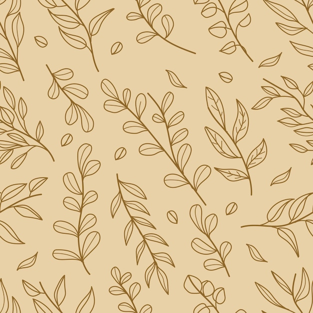 Ilustración vectorial de patrones florales sin costuras de color marrón