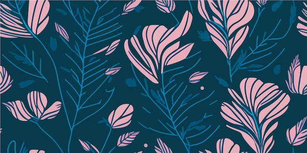 Ilustración vectorial de patrones de flores rosadas caprichosas con rosas