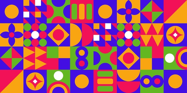 Ilustración vectorial de patrones geométricos en color completo
