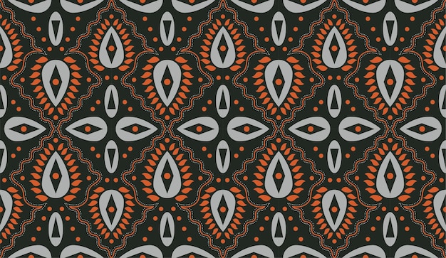 Ilustración vectorial de patrones geométricos étnicos y florales con combinación de diseño horizontal naranja