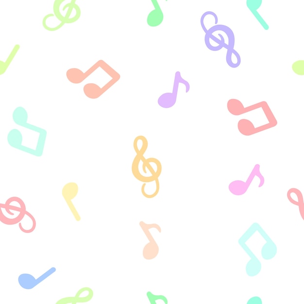 Ilustración vectorial de patrones de notas musicales sin costuras coloridas