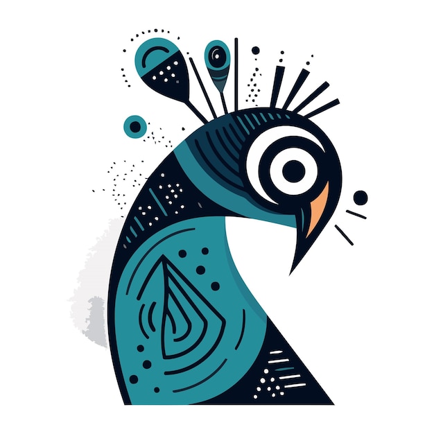 Vector ilustración vectorial de un pavo real en estilo doodle un pájaro dibujado a mano