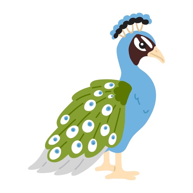 Vector ilustración vectorial de pavo real para tarjetas de felicitación de sellos digitales