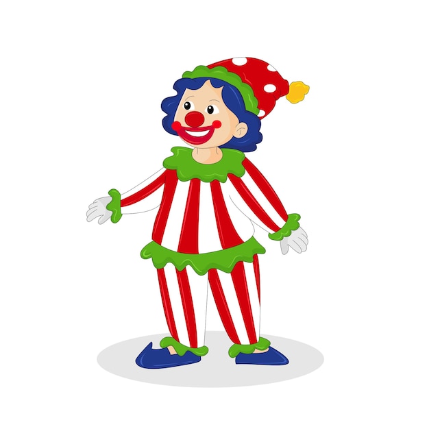 Vector ilustración vectorial de un payaso feliz de pie con un fondo blanco