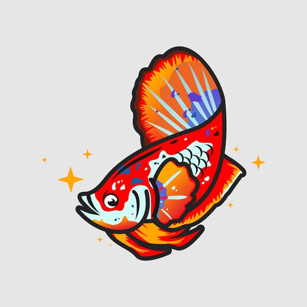 Vector ilustración vectorial de peces betta de la mejor calidad peces beta rojos, azules, blancos, negros y amarillos