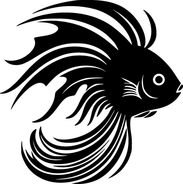 Ilustración vectorial de peces en blanco y negro