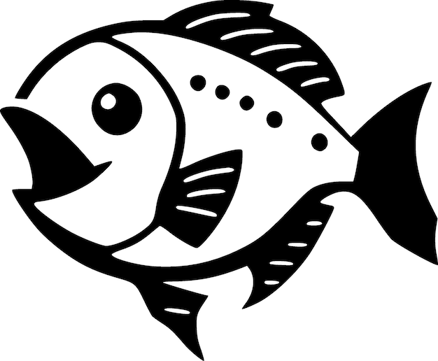 Ilustración vectorial de peces en blanco y negro