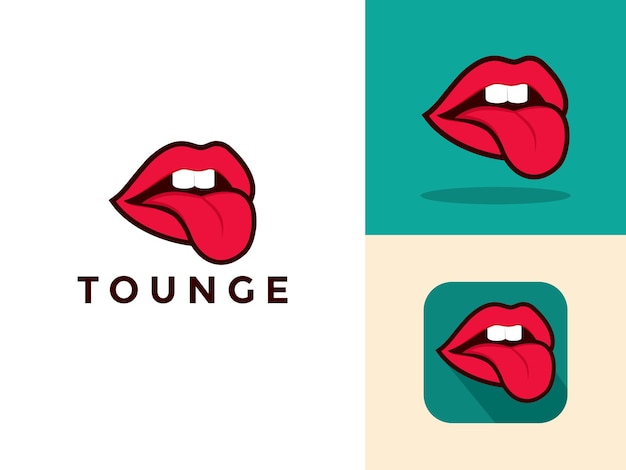 Ilustración vectorial de pegado de la lengua Conjunto de diseños de iconos del logotipo de la lengua