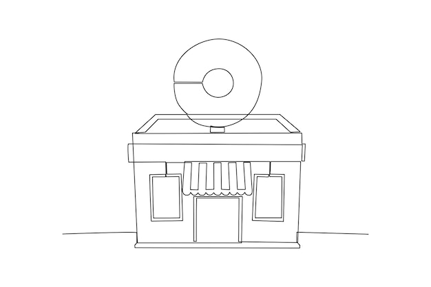 Ilustración vectorial de la pegatina del edificio del restaurante Donut Concepto de icono de restaurante minimalista Diseño del logotipo de la pegatina del edificio del restaurante